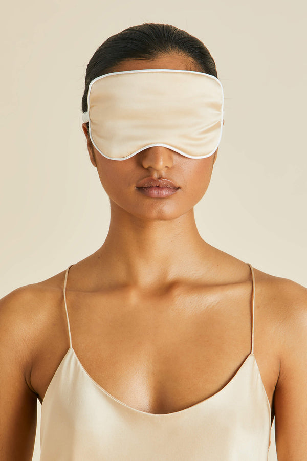 Olivia Von Halle Audrey Caramel Eye Mask In Silk Satin Caramel