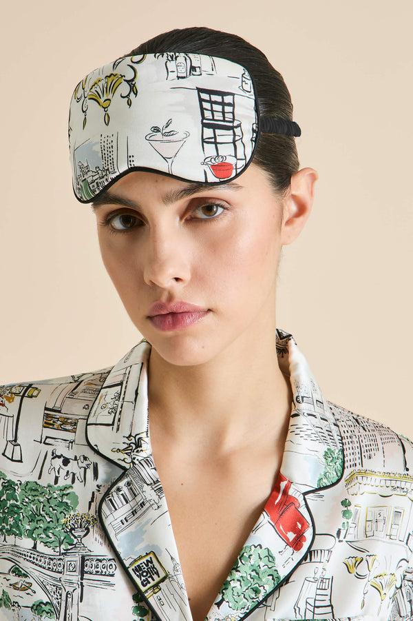Olivia Von Halle Audrey Carlyle Ivory Eye Mask In Silk Satin Ivory