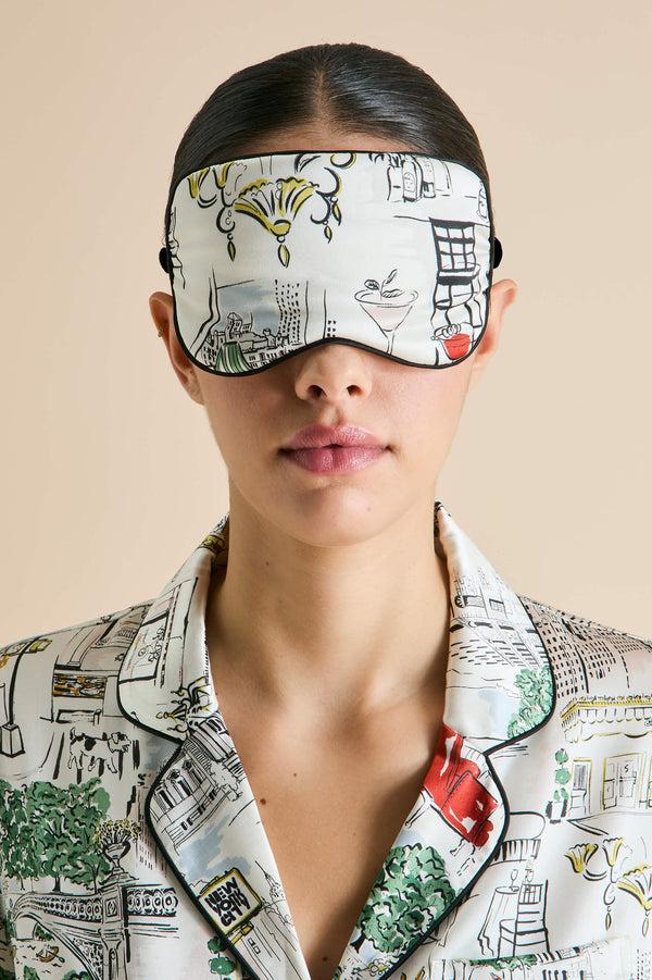 Olivia Von Halle Audrey Carlyle Ivory Eye Mask In Silk Satin Ivory