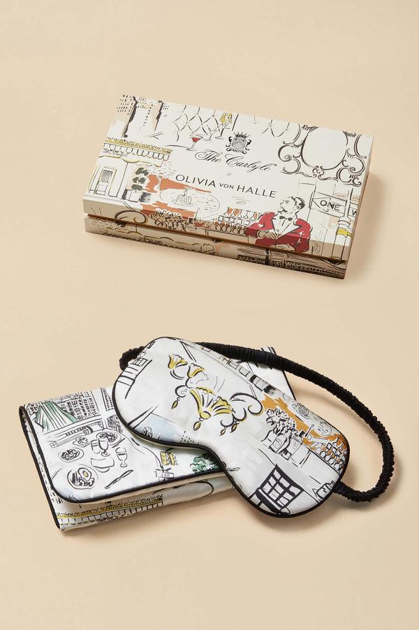 olivia von halle Audrey Carlyle Ivory Eye Mask in Silk Satin Ivory