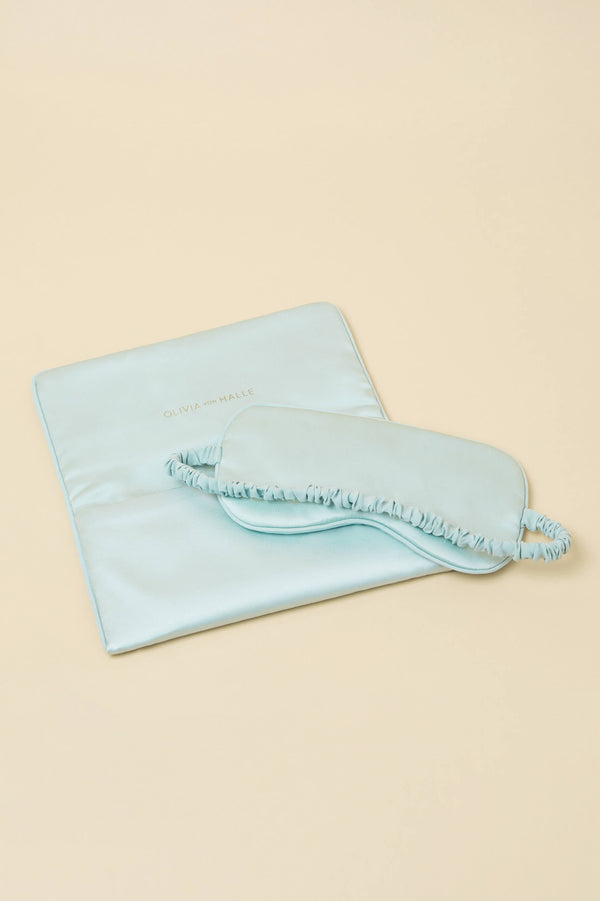 Olivia Von Halle Audrey Incantation Blue Embellished Eye Mask In Sandwashed Silk