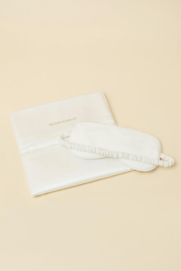 Olivia Von Halle Audrey Ivory Eye Mask In Silk Satin Ivory