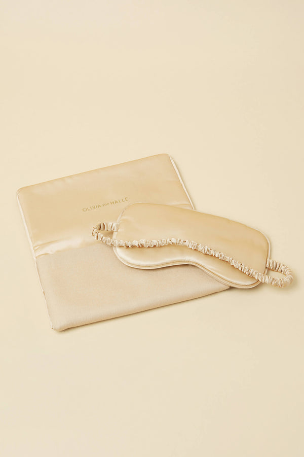 Olivia Von Halle Audrey Muscat Beige Eye Mask In Cashmere Beige