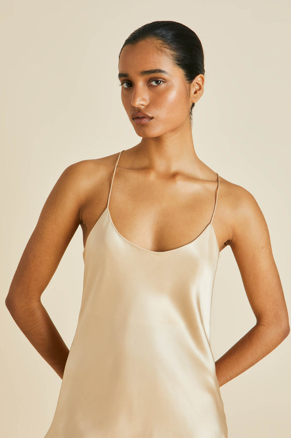 Olivia Von Halle Bella Caramel Camisole Set In Silk Satin Caramel