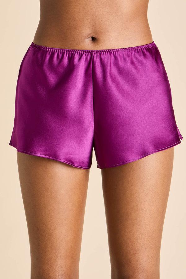 Olivia Von Halle Bella Plum Camisole Set In Silk Satin Plum