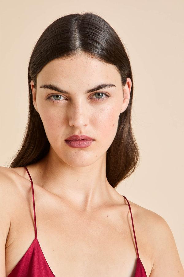 Olivia Von Halle Bella Russet Red Camisole Set In Silk Satin Red