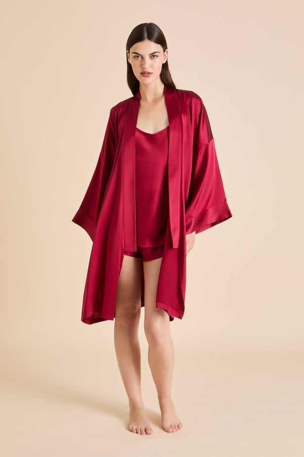 Olivia Von Halle Bella Russet Red Camisole Set In Silk Satin Red
