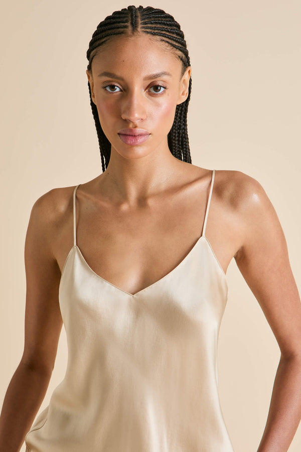 Olivia Von Halle Bliss Caramel Camisole Set In Silk Satin Caramel