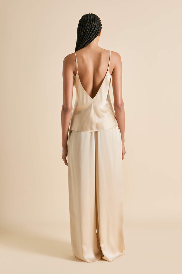 Olivia Von Halle Bliss Caramel Camisole Set In Silk Satin Caramel