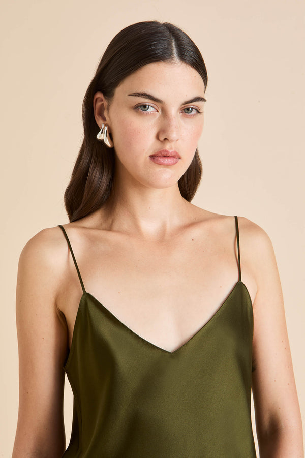 Olivia Von Halle Bliss Ivy Green Camisole Set In Silk Satin Green