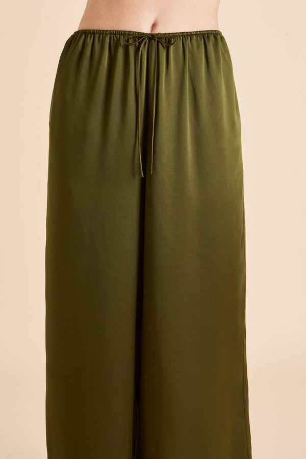 Olivia Von Halle Bliss Ivy Green Camisole Set In Silk Satin Green