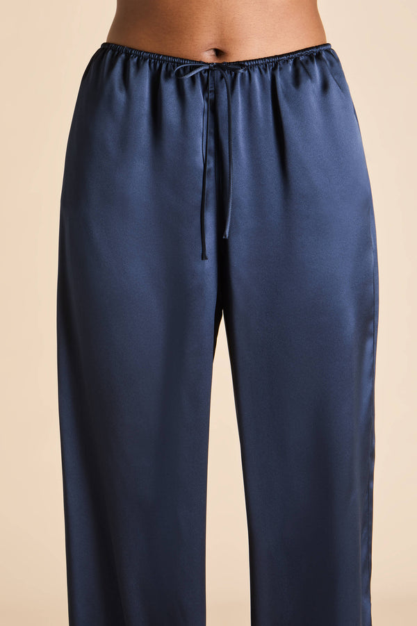 Olivia Von Halle Bliss Navy Camisole Set In Silk Satin Navy