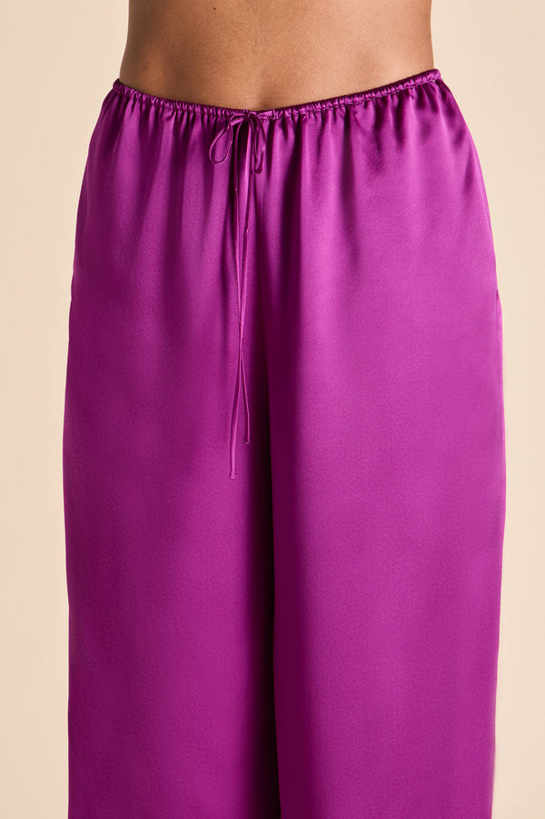 Olivia Von Halle Bliss Plum Camisole Set In Silk Satin Plum