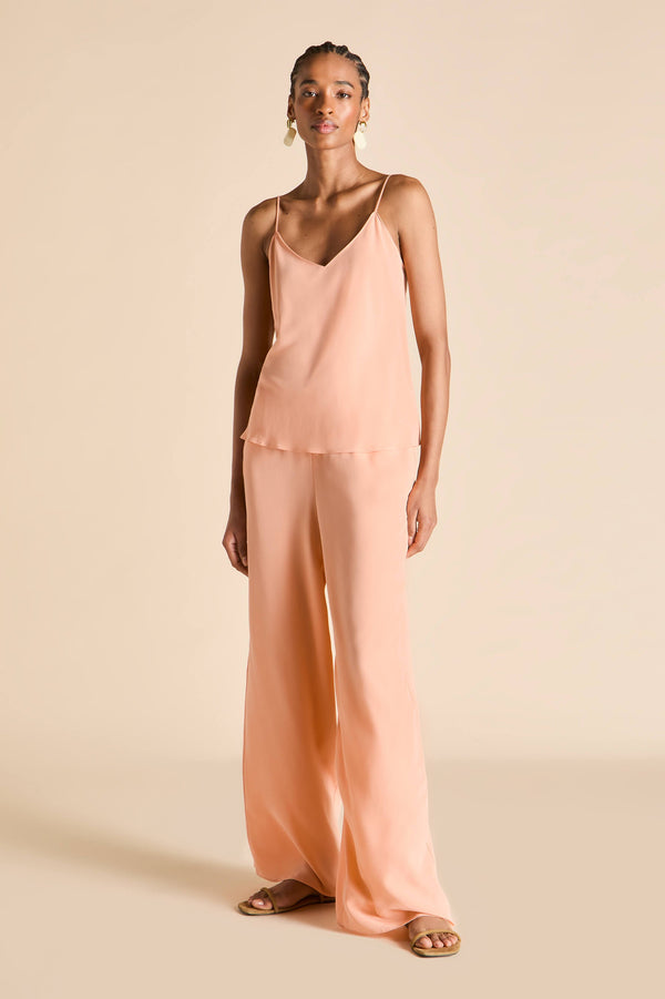 Olivia Von Halle Bliss Tangerine Camisole Set In Silk Crêpe De Chine Orange