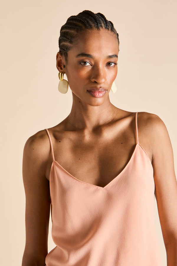 Olivia Von Halle Bliss Tangerine Camisole Set In Silk Crêpe De Chine Orange