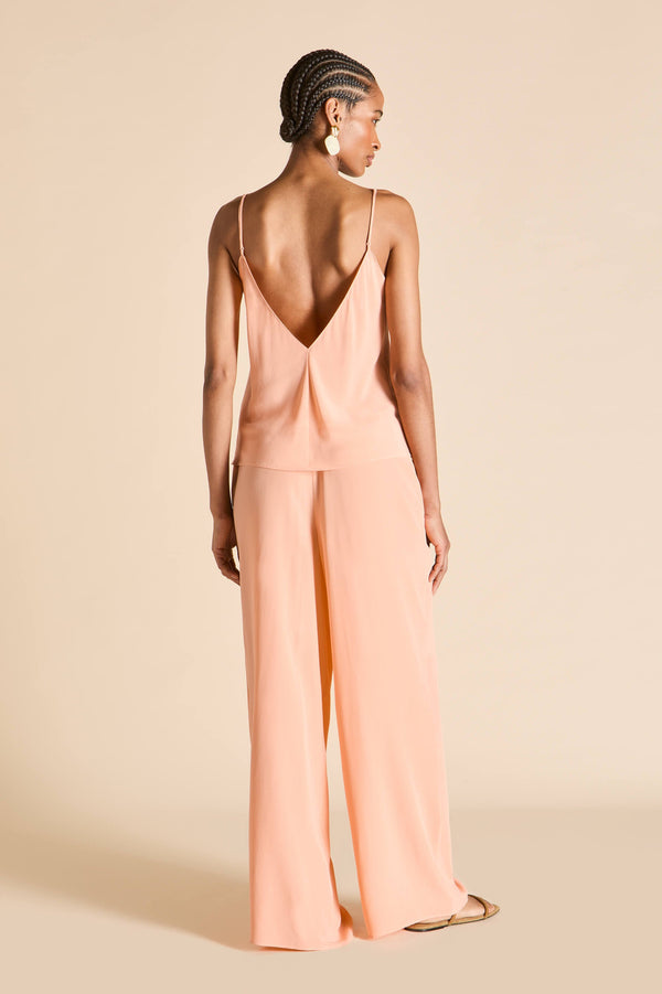 Olivia Von Halle Bliss Tangerine Camisole Set In Silk Crêpe De Chine Orange