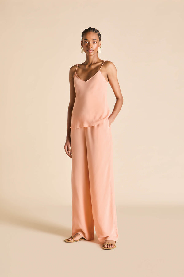 olivia von halle Bliss Tangerine Camisole Set in Silk Crêpe de Chine Orange olivia von halle Bliss Tangerine Camisole Set in Silk Crêpe de Chine Orange