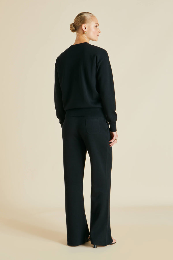 Olivia Von Halle Carmel Berlin Black Tracksuit In Silk-Cashmere Black