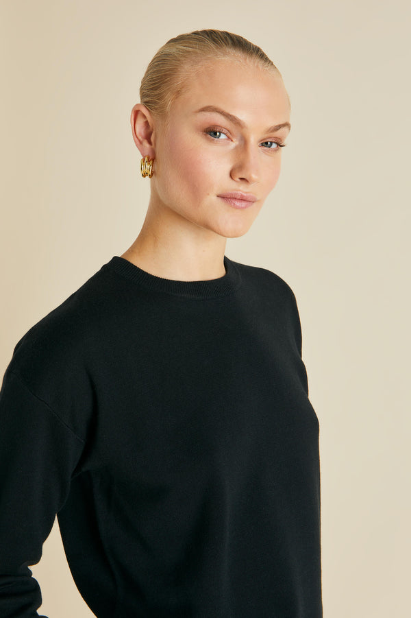 Olivia Von Halle Carmel Berlin Black Tracksuit In Silk-Cashmere Black