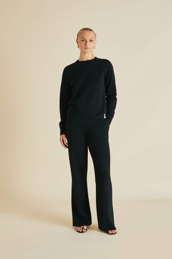 olivia von halle Carmel Berlin Black Tracksuit in Silk-Cashmere Black