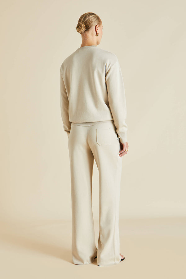 Olivia Von Halle Carmel Kasbah Cream Tracksuit In Silk-Cashmere Cream