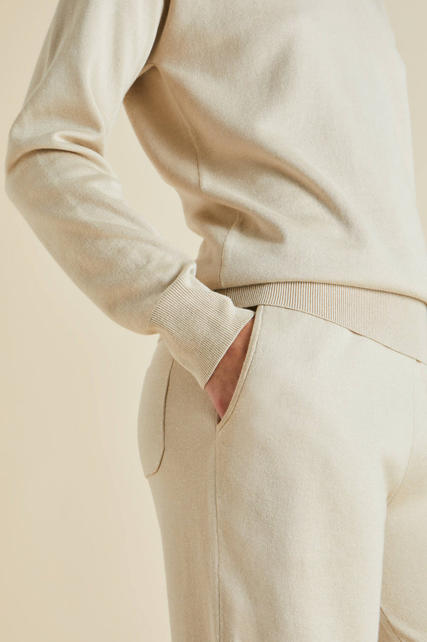 Olivia Von Halle Carmel Kasbah Cream Tracksuit In Silk-Cashmere Cream
