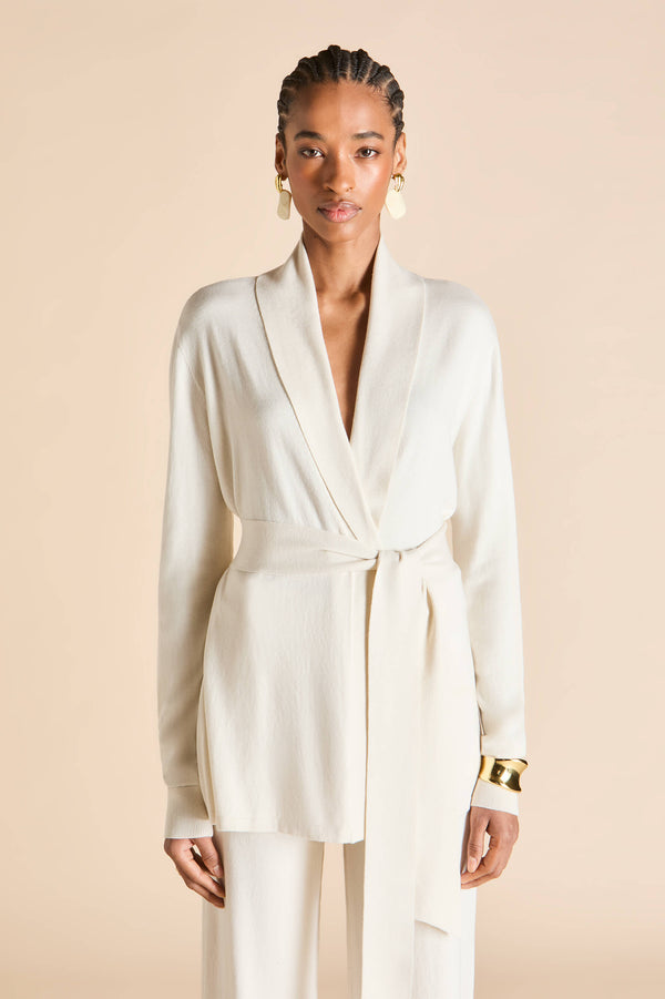 Olivia Von Halle Caro Alaska Ivory Tracksuit In Silk-Cashmere Ivory