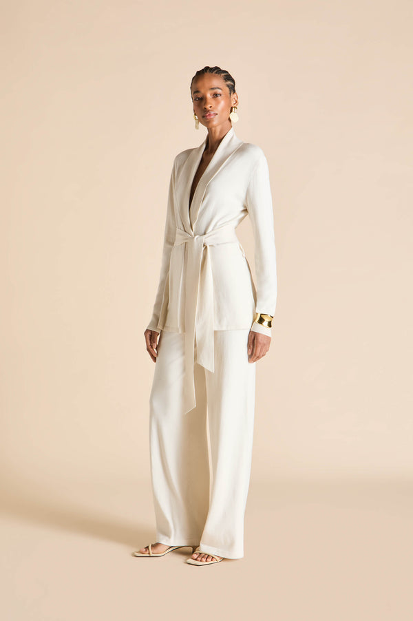 olivia von halle Caro Alaska Ivory Tracksuit in Silk-Cashmere Ivory