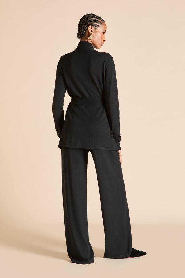 Olivia Von Halle Caro Berlin Black Tracksuit In Silk-Cashmere Black