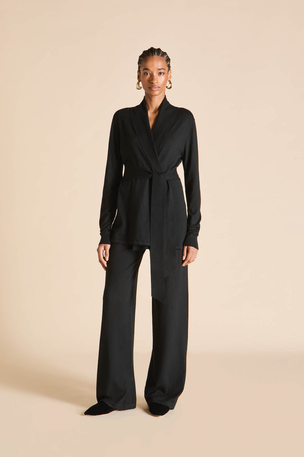 olivia von halle Caro Berlin Black Tracksuit in Silk-Cashmere Black