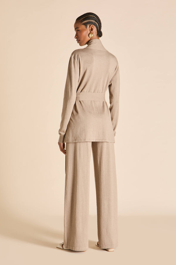 Olivia Von Halle Caro Dallas Beige Tracksuit In Silk-Cashmere Beige