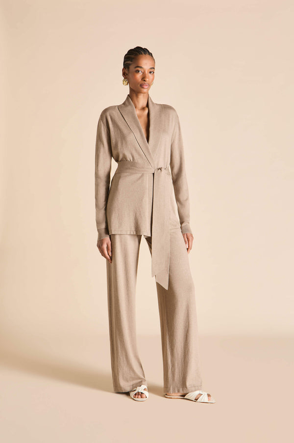 olivia von halle Caro Dallas Beige Tracksuit in Silk-Cashmere Beige olivia von halle Caro Dallas Beige Tracksuit in Silk-Cashmere Beige