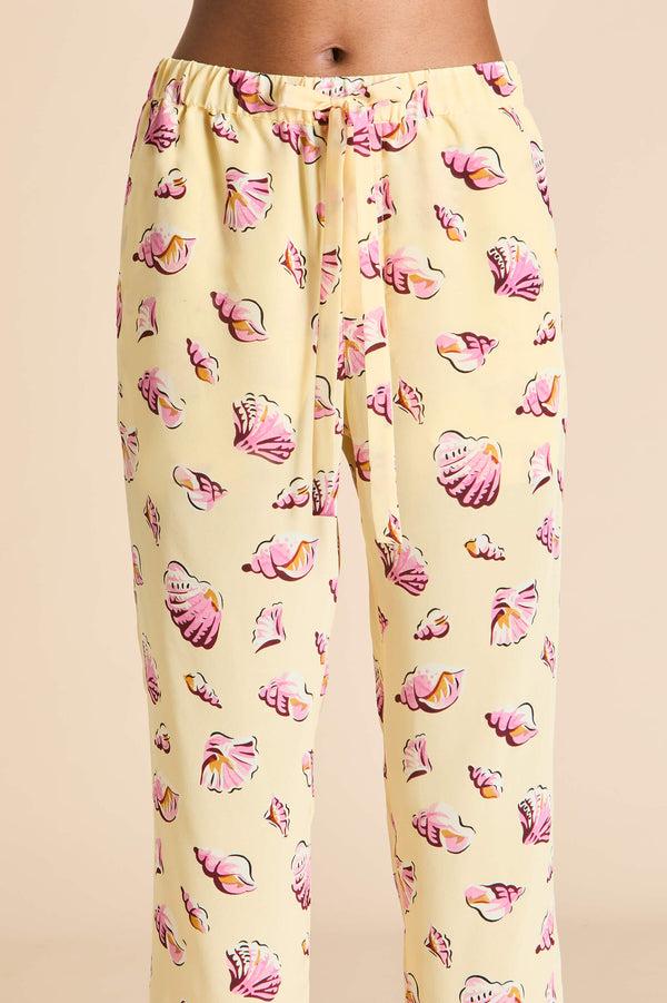 Olivia Von Halle Casablanca Junonia Yellow Seashell Pajamas In Silk Crêpe De Chine Yellow