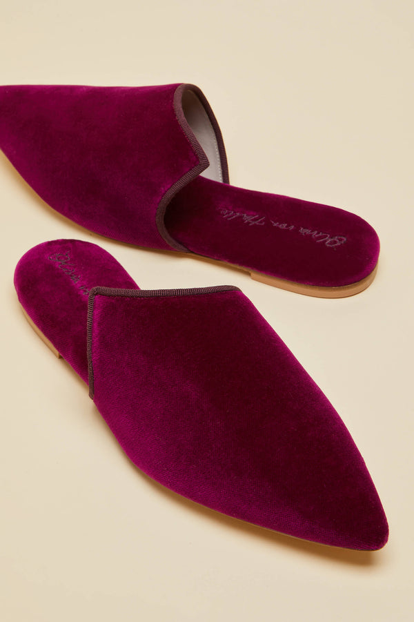 Olivia Von Halle Contessa Pasha Pink Slippers In Velvet