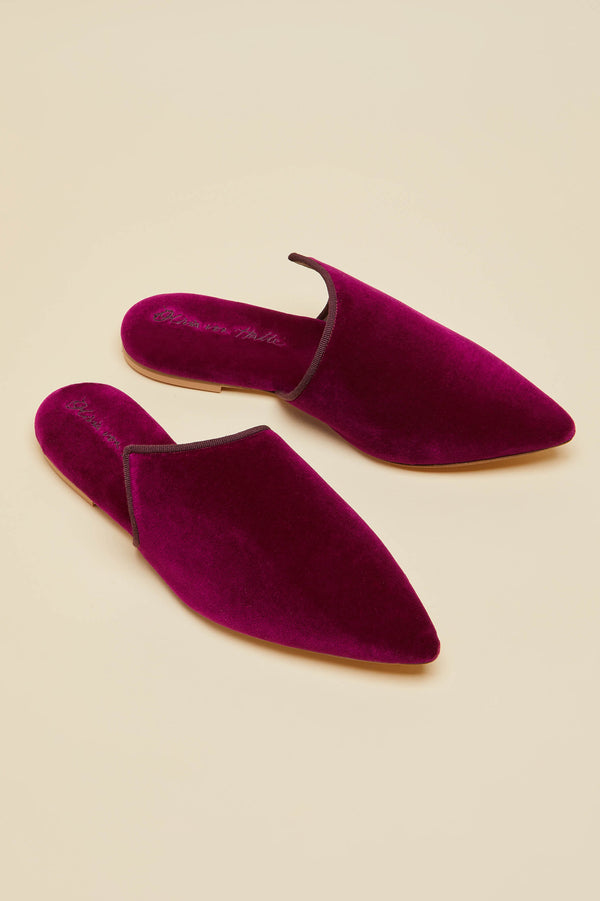 Olivia Von Halle Contessa Pasha Pink Slippers In Velvet