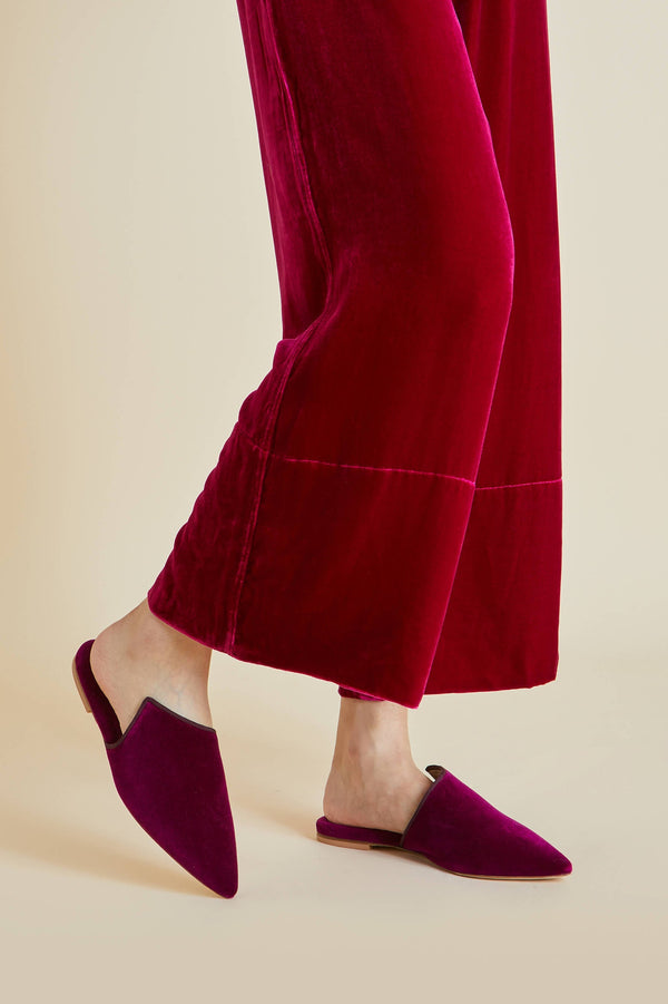 Olivia Von Halle Contessa Pasha Pink Slippers In Velvet