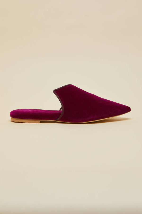 olivia von halle Contessa Pasha Pink Slippers in Velvet