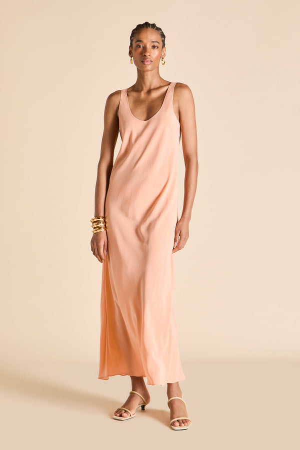 Olivia Von Halle Dali Tangerine Dress In Silk Crêpe De Chine Orange