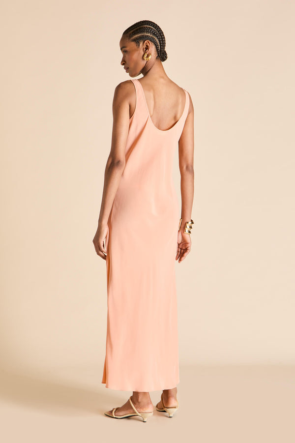 Olivia Von Halle Dali Tangerine Dress In Silk Crêpe De Chine Orange