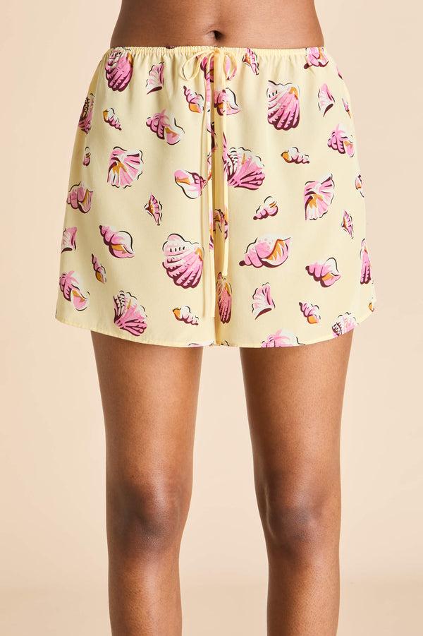 Olivia Von Halle Elle Junonia Yellow Seashell Camisole Set In Silk Crêpe De Chine Yellow