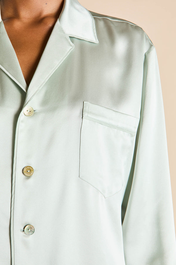 Olivia Von Halle Fifi Paper Blue Pajamas In Silk Satin Blue