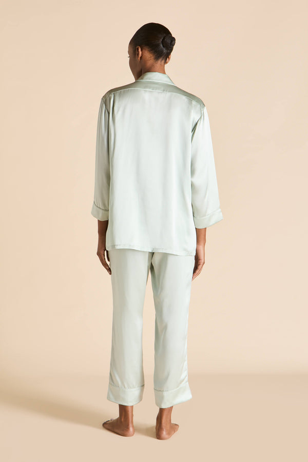 Olivia Von Halle Fifi Paper Blue Pajamas In Silk Satin Blue