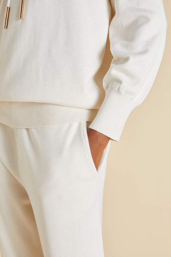 Olivia Von Halle Gia Alaska Ivory Tracksuit In Silk-Cashmere Ivory