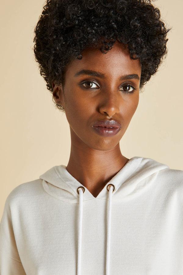 Olivia Von Halle Gia Alaska Ivory Tracksuit In Silk-Cashmere Ivory