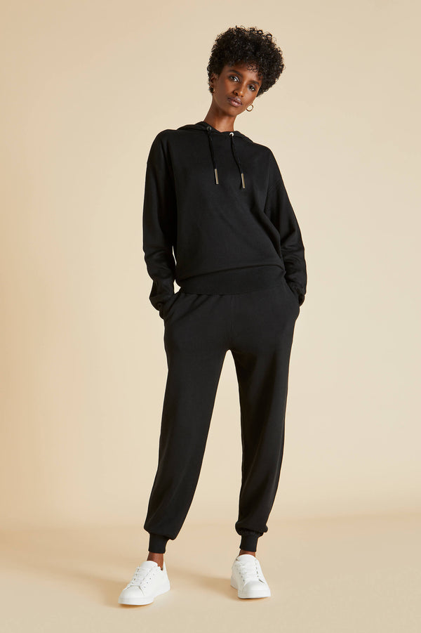 Olivia Von Halle Gia Berlin Black Tracksuit In Silk-Cashmere Black
