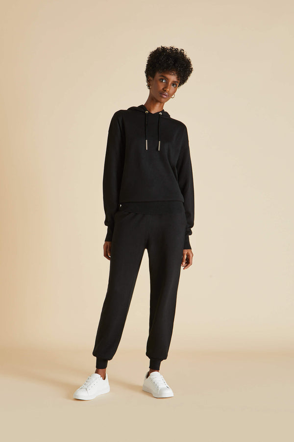 olivia von halle Gia Berlin Black Tracksuit in Silk-Cashmere Black