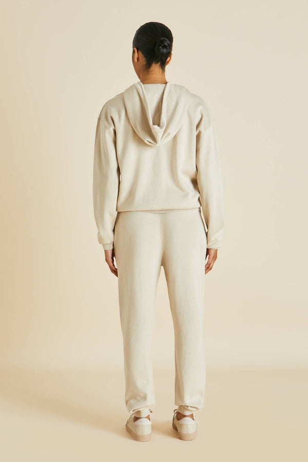 Olivia Von Halle Gia Kasbah Cream Tracksuit In Silk-Cashmere Cream