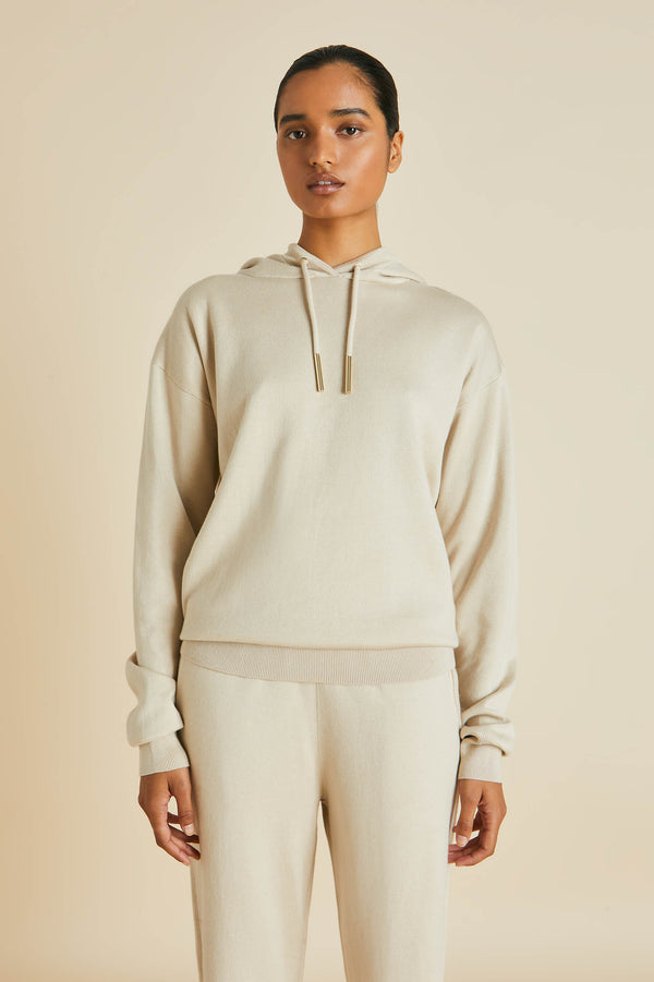 Olivia Von Halle Gia Kasbah Cream Tracksuit In Silk-Cashmere Cream