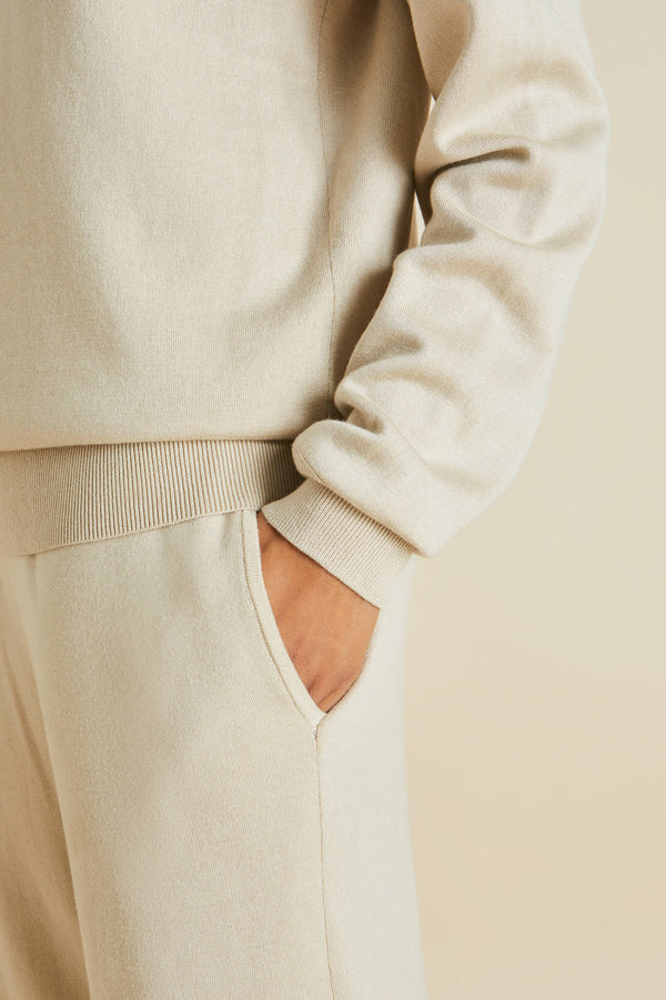 Olivia Von Halle Gia Kasbah Cream Tracksuit In Silk-Cashmere Cream