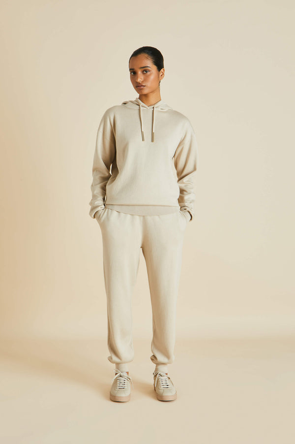 olivia von halle Gia Kasbah Cream Tracksuit in Silk-Cashmere Cream